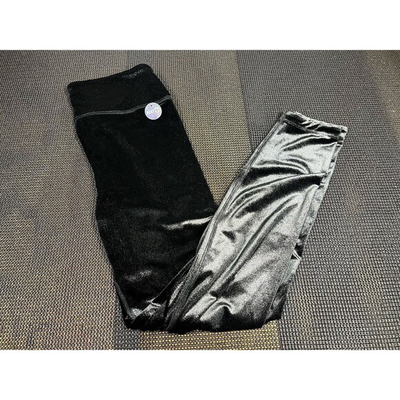 PINK Leggings Womens Large Velvet Ultimate Victoria's Secret‎ Black High Waisted - Picture 1 of 7